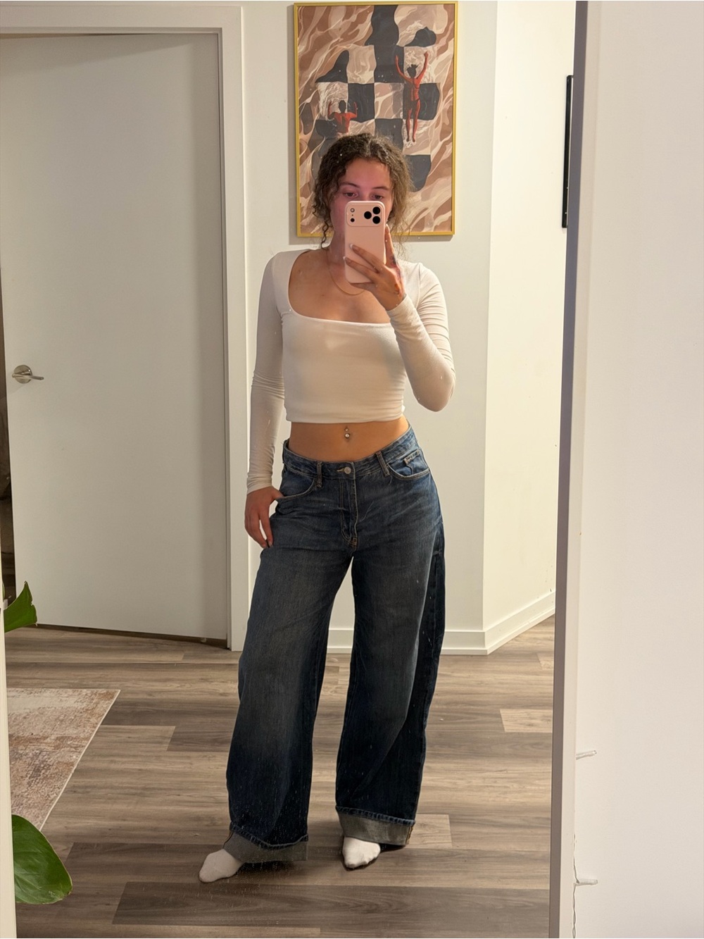 Zara Wide-Leg Dark Blue Jeans